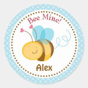 Stickers Valentine Mine d'abeille (bleu) - Garçons