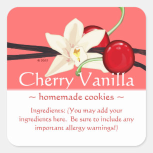 Stickers vanille cerise Carré personnalisable