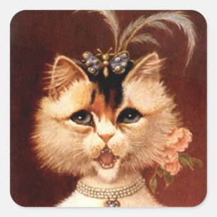 STICKERS Victorian chantant Parleur Chat Bijou Car