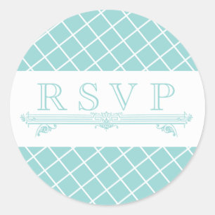 Stickers vintage Aqua Turquoise Wedding RSVP
