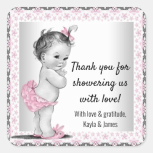 Stickers vintage Baby shower fille bébé Favoriser