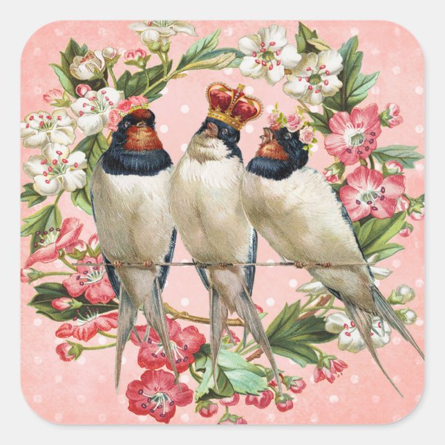 Stickers vintage d'hirondelle de berceau (Devant)