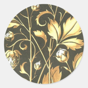 Stickers vintage doré plante et fleurs ronds