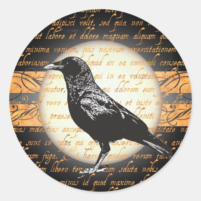 Stickers vintage Halloween Nevermore Raven (Devant)