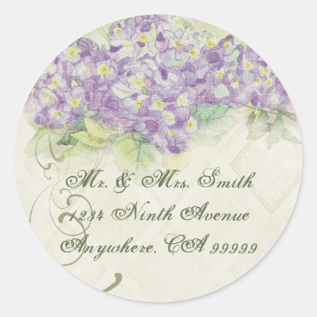 Stickers vintage Lilac Hydrangea - Sceau Mariage (Devant)
