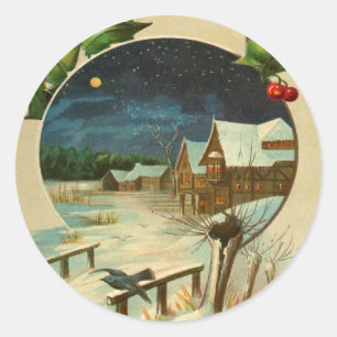 Stickers Vintage Noël Ville