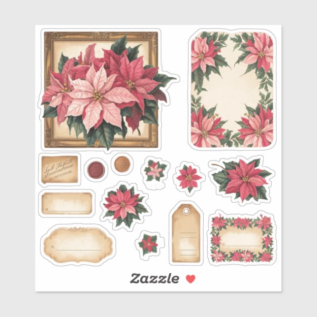 Stickers vintage Poinsettia Floral Embellisments (Feuille)