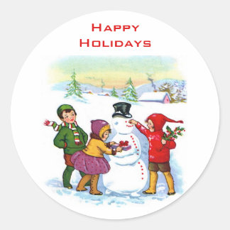 Stickers vintage Snowman Holiday