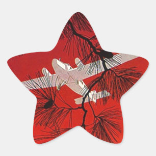 Stickers Vintage voyage Avion Avion Prop FW Rouge