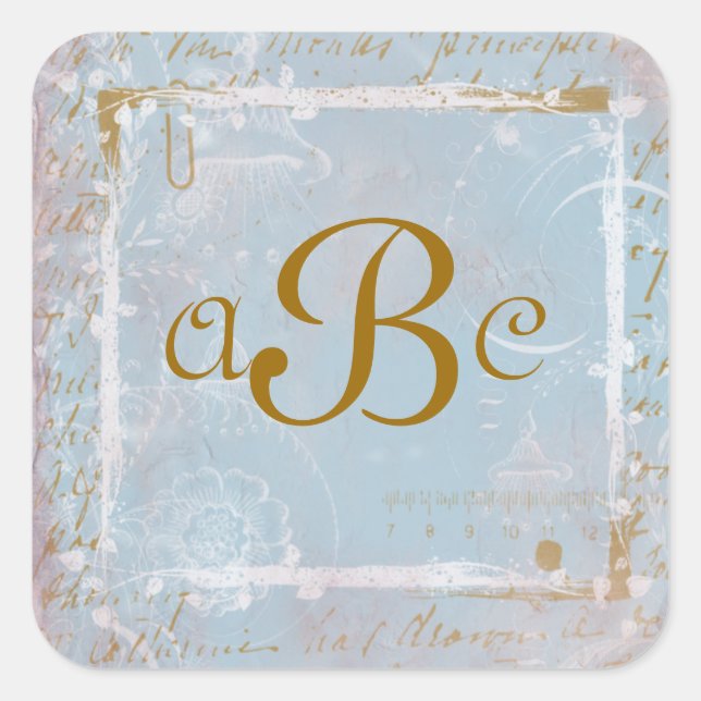 Stickers vintages Blue Toile & Script personnalisé (Devant)