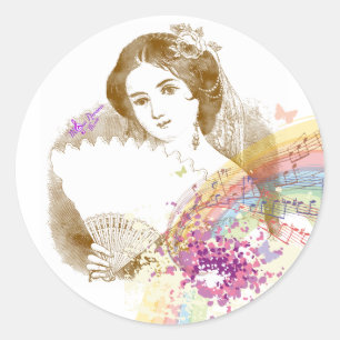 Stickers vintages Lady Classic Round Fan