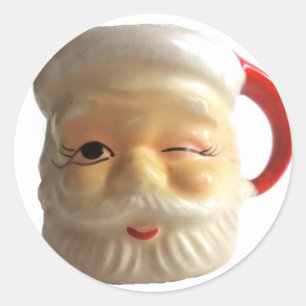 Stickers vintages Père Noël Mug (Winking)
