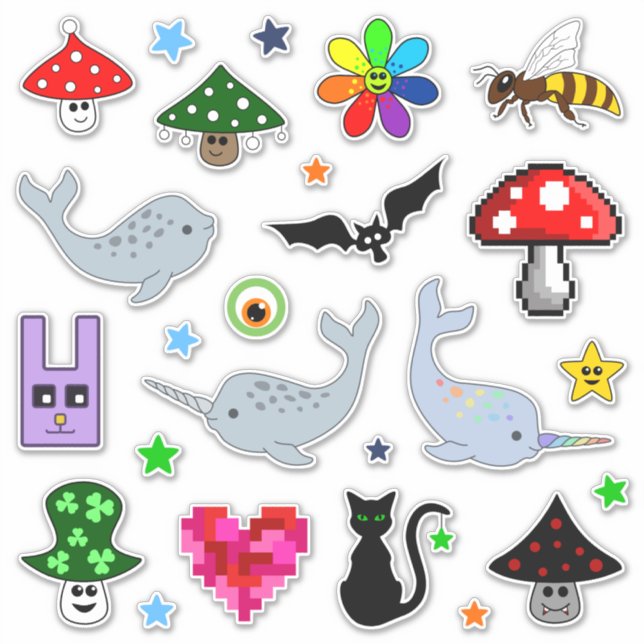 Stickers Vinyl Collection de cartons mignons (Devant)