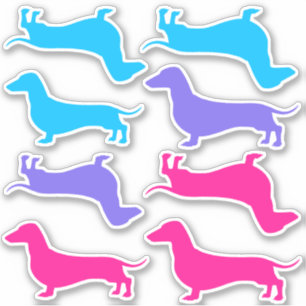 Stickers Vinyl Coupe - Dachshunds multicolores