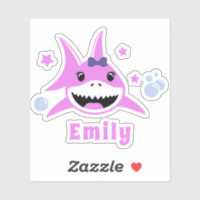 Stickers Vinyl Cute Rose Nom Personnalisé Requin C