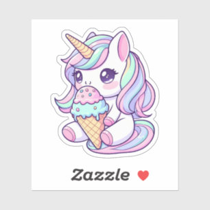 Stickers Vinyl Cute Unicorn Ice Cream Custom-Cut