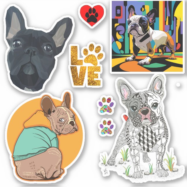Stickers Vinyl Empreinte de patte de Bulldog Franç