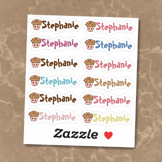 Stickers Vinyl Nom de cupcake Whimsical - Ensemble