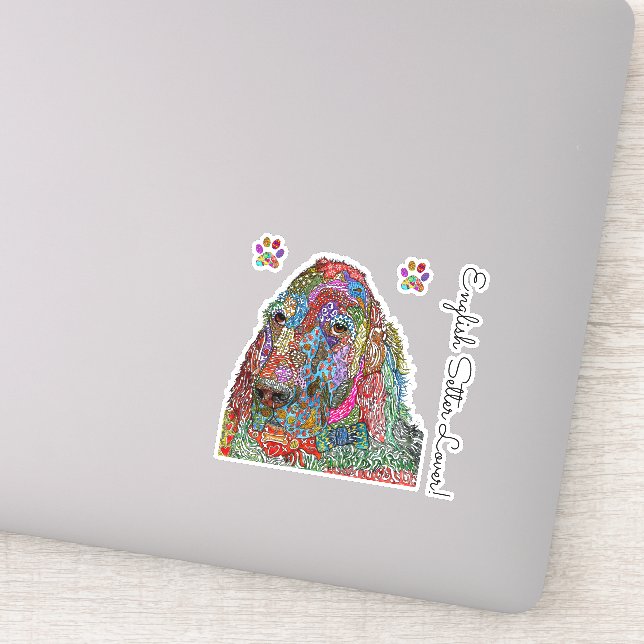 Stickers vinyle coloré anglais Setter Lover (Détail)