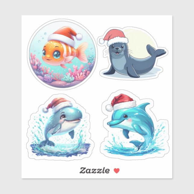Stickers Vinyle Coupé Sur Mesure, Cute Père Noël O (Feuille)