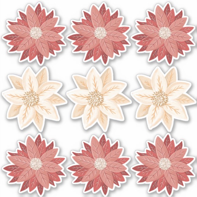 Stickers Vinyle de Noël de Poinsettia (Devant)