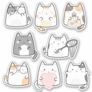 Stickers vinyle Kawaii Cute Kitty Cat