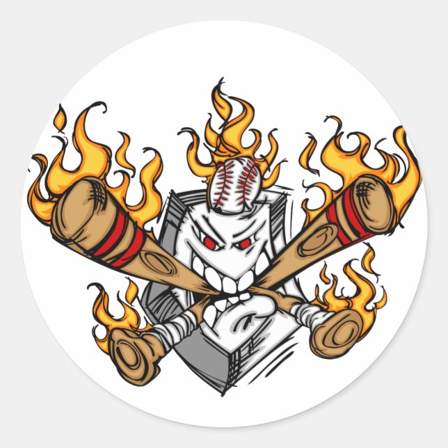 Stickers Visage de Bats De Baseball Flambés (Devant)
