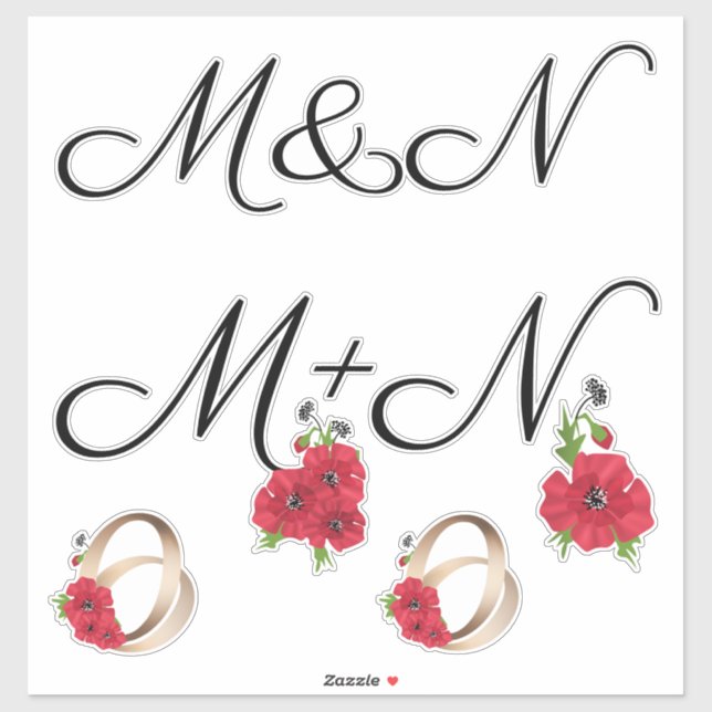 Stickers wedding, wedding, letters, typography, fl (Sheet)