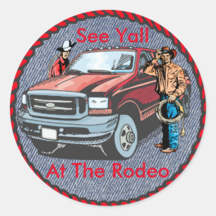 Stickers Western Rodeo Cowboys sur Denim Imprimer