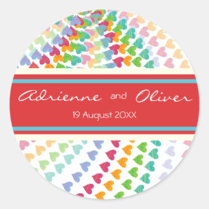Stickers Whimsical Rainbow Heart Sprinkers Party