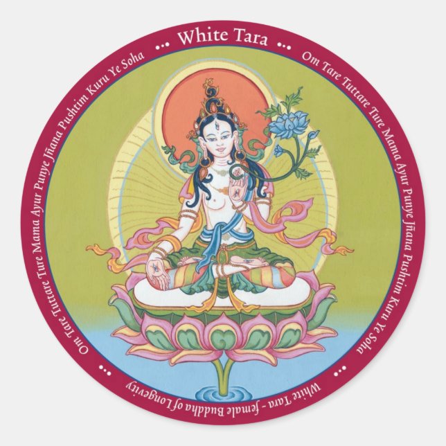 STICKERS White Tara - avec mantra (Devant)