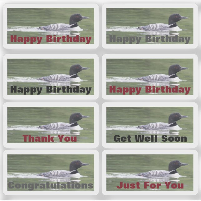 Stickers With Loons and Text To Personalize (Front)