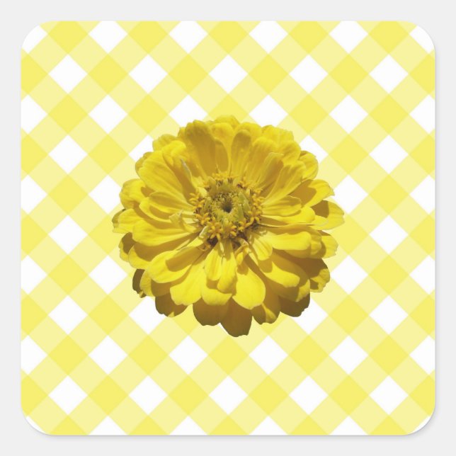 Stickers - Yellow Zinnia on Lattice (Front)