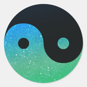 Stickers Yin Yang Bleu Et Vert Glitz