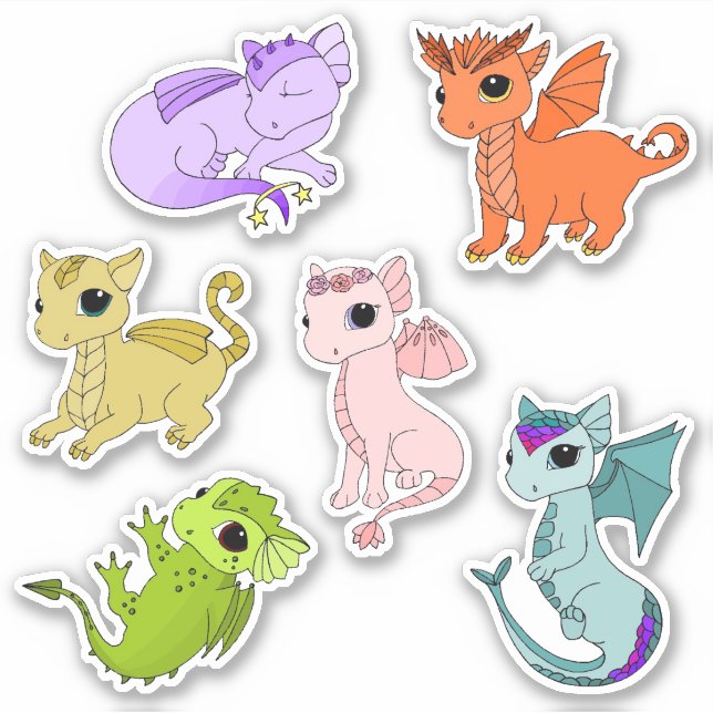 stickers zodiac Baby Dragon mignons (Devant)