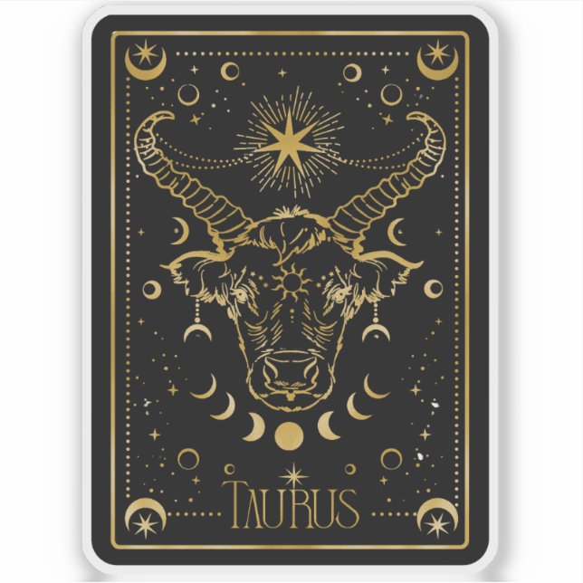 Stickers Zodiac Taurus Astrologique Noir & Or (Devant)