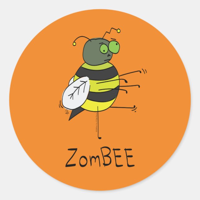 Stickers ZomBEE Zombie Bee Drôle Halloween (Devant)