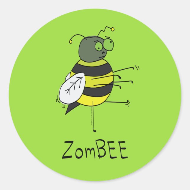 Stickers Zombie Bee mignonne Halloween drôle (Devant)