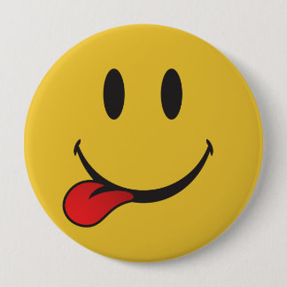 Sticking out tongue emoji 4 inch round button