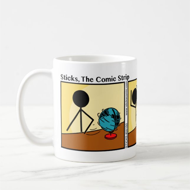 Stickman Drôle Spin The Globe Mug (Gauche)