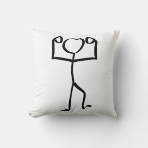 Stickman Figure Winner Illustration, One Line Art Throw Pillow