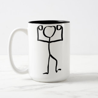 Stickman Figure Winner Illustration, One Line Art  Two-Tone Coffee Mug