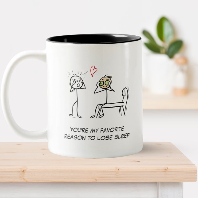 Stickman Humour Quote Facial Funny Valentines Day Two-Tone Coffee Mug (Creator Uploaded)