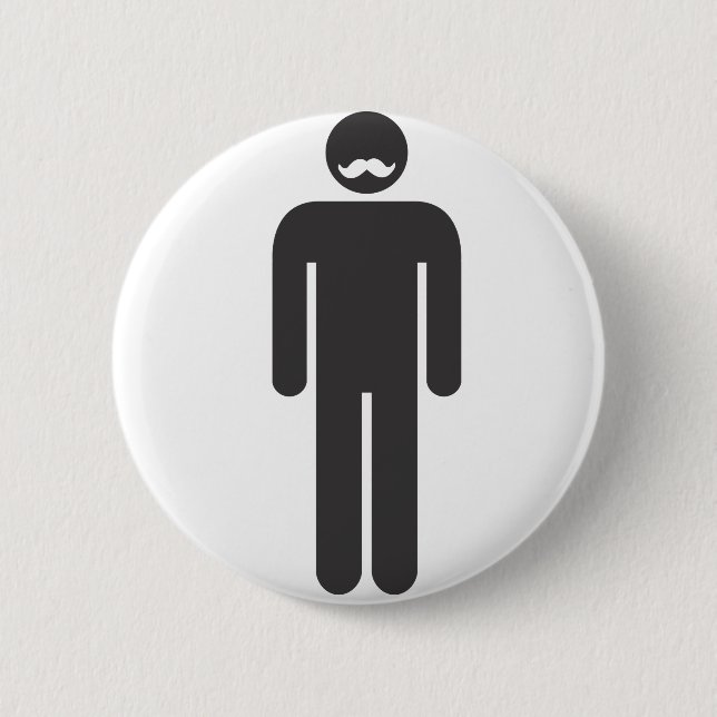 Stickman Moustache 2 Inch Round Button (Front)