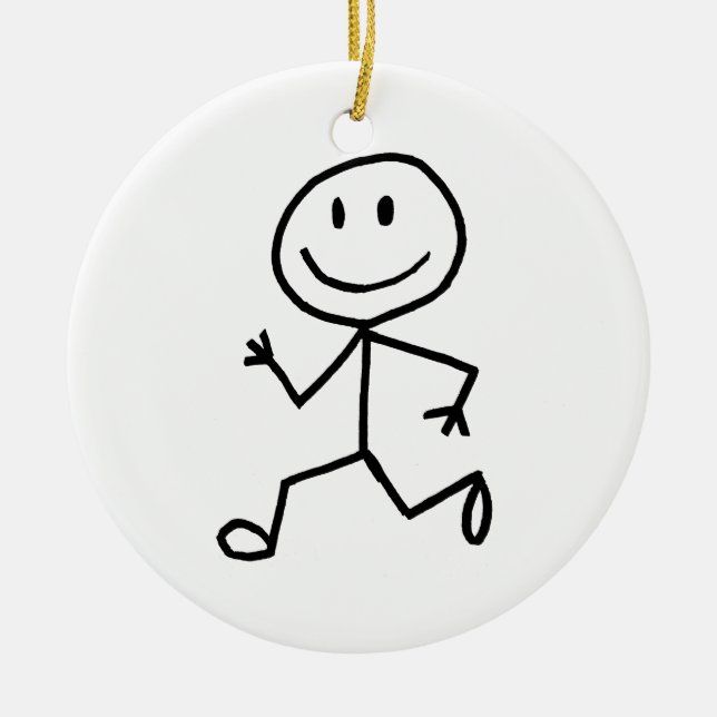 Stickman Runner Ceramic Ornament (Front)