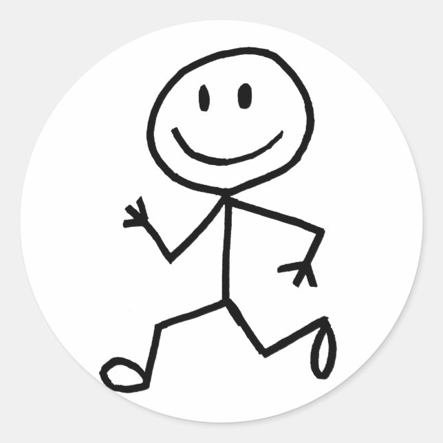 Stickman Runner Classic Round Sticker (Front)