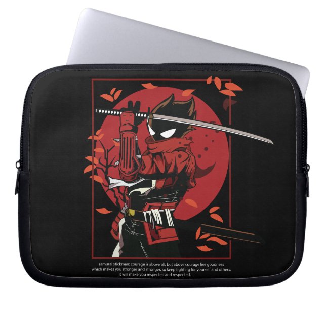 Stickman Samurai Laptop Sleeve (Front)