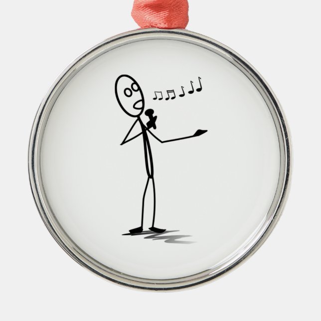 Stickman Singing Metal Ornament (Front)