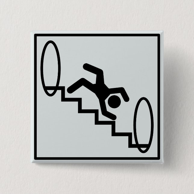 Stickman Stairs - Danger 2 Inch Square Button (Front)