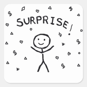 Stickman - Surprise! Square Sticker